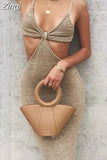 Sexy irregular bandage party dress Sleeveless backless spring summer maxi club dress Women dinner fashion dress