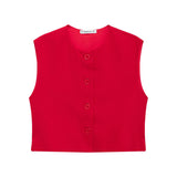 2025 New Women's Fashion Joker Casual Breasoned Vest Top