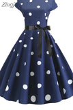 Women Summer Dress Vintage Floral Print Rockabilly Dress Robe Femme Sundress Vestidos Polka Dot Party