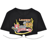 Zingj 2024 New Hottie Everything Ins Trendy T-Shirt Women's Design Sense Chain Short Crop Black Short-Sleeved