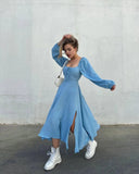 Women's Spring/Summer Explosion Solid Color Square Collar Sexy Open