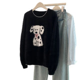 Spotted Dog Watery Wool Sweater Women Winter Soft Languid Horse Hair Long Knitted Blouse Autumn And