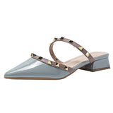 Summer With Pointed Half Slippers Women Lazy Outside Wearing Rivets Paint Skin Cool Tide Size