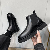 Zingj Boots Men's 2023 New British Style Men's Plus Size Thick Band Short Boots 45 46 Men's Boots