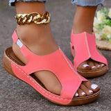 Summer New Women's Sewn Sleeves Hollow Slope And Large-Size Dew Casual Sandals