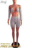 Off Shoulder Sexy Top+Biker Shorts Matching Sets Women Patchwork Bandage Backless Two Piece Outfits Summer