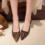 French Leopard-Print Cat Heel Single-Shoe Woman 2025 New Light High-Heeled High-Heeled High-Heeled Shoes