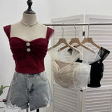 Shooting Net Red Pure Lust Folding Net Yarn Splicing Sling Sling Vest Bratie Short Sleeveless Top