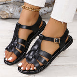 Large Flat Bottom Buckle Gold Sandals Women's Leisure And Open Toe Beach Cold