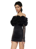 Women's New Flower Decoration Sexy Corset Dress Perspective Mesh Long-Sleeved Ass Skirt