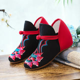 Zingj Shoes Cotton Shoes Autumn And Winter Style National Wind Beef Tendon Bottom Round Head Low Heel Canvas Embroidered Cloth Shoes Mother
