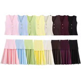 Women's New Button Knitted Vest Skirt 4192015