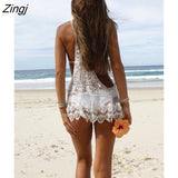 Women Ladieas Soldi Swimwear Beachwear Bikini Summer Holiday Beach Wear Cover Up Kaftan Sarong Summer Mesh Lace