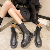 Wind Thick Bottom Martin Boots Spring And Autumn Mona The Same Smoke Tube Chelsea Short Boots Ladies Leather Boots Children's