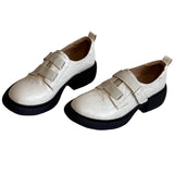 British Style Thick Bottom With A Magic Sticker Le福 Shoes Women's Comfortable Coarse And Mute Commuting Small Leather