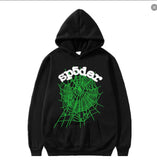 Fashion Trend Foam Sp5der Spider Web Print Loose Hoodie Couple Hoodie