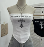 Girl Cross Letter Print Chest Vest Short-Term Umbilical Repair Body Elastic Sleeveless Top