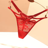 T-Tong Trousers Female Transparent Fine-Belt Bow Bow New Scratchless Breathable Mesh Hot Low-Waisted French Trouser