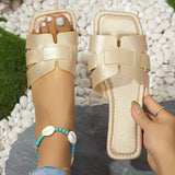 Flat-Bottomed Cool Slippers 2025 New Casual Wear Simple Fashion Square Side Beach