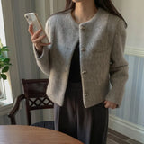 Chic Autumn And Winter French Small Fragrant Style Simple Temperament Unique Single Buckle Small Hair And Short