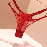 Trousers Sexy Fine Strips With Scarless Cotton Crotch Solid Color French Transparent Ice Wire Embroidery