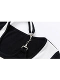 Patchwork T Shirt Women Y2k Style Crop Top O-neck Tshirt Streetwear Slim Sexy Hollow Out Irregular Short Sleeve