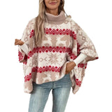 And Winter Sweater New High-Collar Christmas Sweater Elk Bump Pattern Bat Sleeve