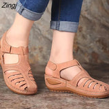 Women's Sandals Summer Ladies Girls Comfortable Ankle Hollow Round Toe Sandals Female Soft Beach Sole Shoes Plus Size 2023