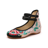 Zingj Shoes National Wind Retro Plate Buckle Embroidered Cloth Shoes Spring And Autumn Linen Round Head Women's Single Shoes Mother Shoes Wedding