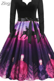 Women Christmas Dress Long Sleeve V Neck Elegant Vinatge Party Costumes Winter New Year Clothing