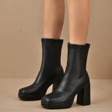 Thick-Bottomed High-Heeling Elastic Boots Women 2025 Autumn And Winter New Thickening And Waterproof Table Short Boots Thin