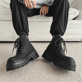 Zingj / Winter 2023 Thick Bottom Martin Boots Male Carbon Black Trend Plus Velvet Derby Shoes British Locomotive Short Boots