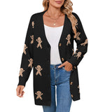And Winter New Sweater Female Christmas Cartoon Embroidered Long Knitted Cardigan