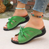 Bow Flat Bottom Slope And Slippers 2025 New Solid Color Rocking Line Hollow Fish Mouth
