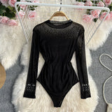 Zingj Design Sense Nail Bead Sequins Light Luxury Jumpsuit Female Thin Temperament Show Thin Inside The Coat