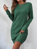Solid Color Sexy Knitted Skirt Female Geometric Pattern Thread Round Collar Sweater