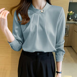 New Autumn New Professional Shirt Female Design Sense Niche Korean Version Long Sleeve Satin Chiffon Top