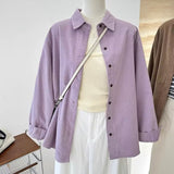 Velvet Solid-Colored Shirt Women's New Spring Retro Korean Version Of Loose And Loose Lazy Casual