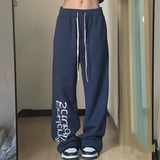 Navy Blue Printed Baggy SweatpantsOutfit