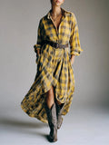 Long-Sleeved Plaid Shirt Dress 2025 Spring And Autumn New Fashion Loose Casual Dress