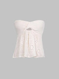 Knot Front Knit Embroidered Tube Top- Outfit