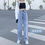 Zingj Jeans Women Fall 2024 Loose Wide-Leg Pants Straight And Long Size-Outfit