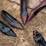 Pointed Sexy Leopard Temperament Fine Heel High Heels 2025 Autumn And Winter New Commuting Shallow Single