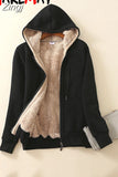 Women's Warm Casual Hoodie Jacket Ladies Thick Velvet Long Sleeve Zipper Lamb Cashmere Hoodies Female