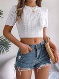 Shooting 2025 Spring And Summer Leisure Mahjong Short-Sleeved Knitted Jersey Holiday Short Umbilly Tops Women's