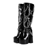 Y2k Metal Chain Punk Gothic Coarse High With Large Size 44 Female High Barrel And Knee