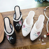 Zingj Sweet Fashion Lady Embroidered Cloth Shoes Bag Toe Slippers Wear Sandals New Summer