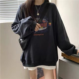 Zingj Fire Round Collar Hoodie Women Autumn 2023 New Korean Version Of The Cap Thin Coat Students Loose Clothes