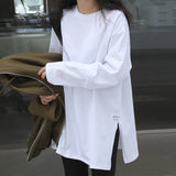 Zingj Style Small Shirt 2024 Autumn Dress New Women's Korean Version Of Pure Color Open Slit Long-Sleeved T-Shirt Female Jacket Bottom Shirt