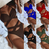 Zingj Outer Single Bikini Solid Color Sexy Female Split Swimsuit High Waist Strap Swimsuit